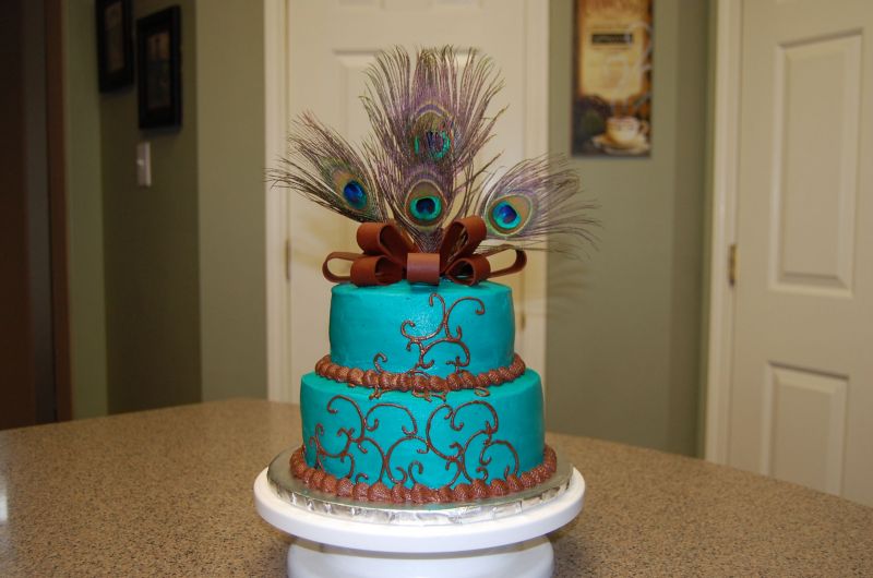 Peacock feather cake topper