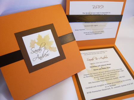 Orange and Brown Wedding Invitation